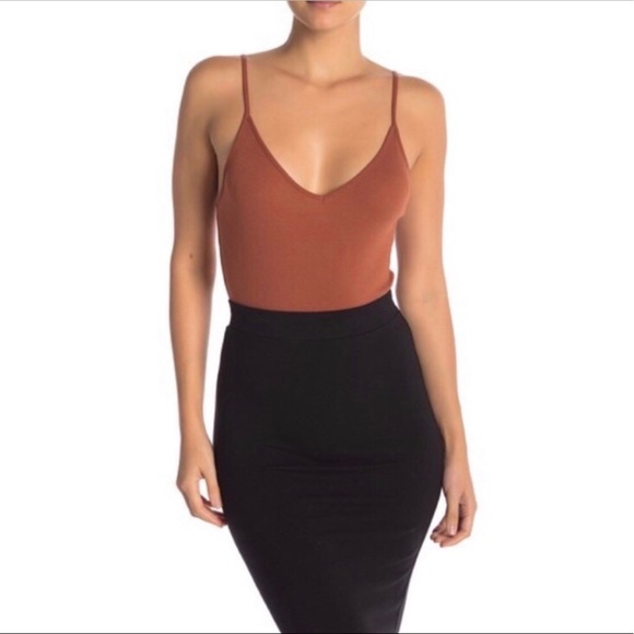 bp Tops - X SOLD X BP Rust Sequoia  Ribbed Thong Bodysuit